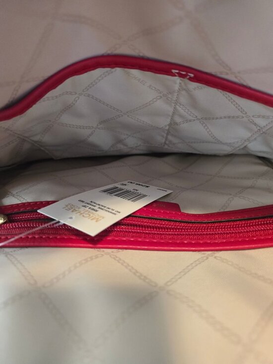 Michael Kors Rhea Zip Red Vegan Leather Handbag Backpack, NWT, MSRP $298